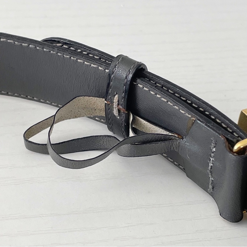 Gucci gray leather gold buckle vintage minimal belt rare small - Picture 7 of 10